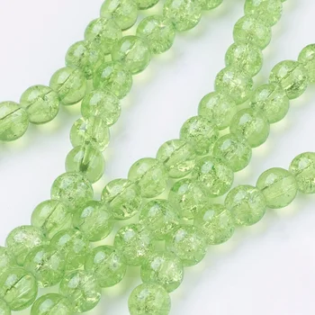 1 прядь потрескивающих стеклянных бусин нити круглые бледно-зеленые 6 мм отверстие: 1,3 ~ 1,6 мм 31,4 дюйма