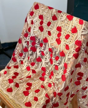 1 ярд цена окрашенная в пряжу роза вышивка мягкая сетка вышитая кружевная ткань ретро чонсам ткань для одежды