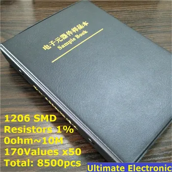1206 1% SMD Резистор Образец Книга 170 значений * 50 шт. = 8500 шт. От 0 Ом до 10 м 1% 1/4 Вт Чип-резистор Ассорти Комплект