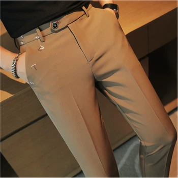 2023 Мужские костюмные брюки Высокое качество Мужские однотонные брюки Slim Fit Slim Fit Офисные деловые мужские брюки Плюс размер 28-36
