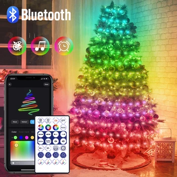 20M RGB LED String Light Bluetooth Fairy Lights Гирлянды Гирлянда Рождественская елка Свадьба Открытый сад Спальня Декор Новый год Светодиодная гирлянда