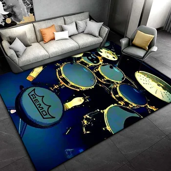 3D Drum Kit Музыкальные инструменты Коврик Большой,Ковер Коврик для гостиной Спальня Диван Придверный коврик Декор Аксессуары для дома tapis
