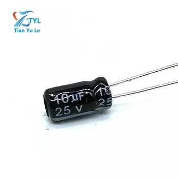 50 шт./лот 25 В 10 мкФ низкоимпедансный высокочастотный алюминиевый электролитический конденсатор размер 4 * 7 10 мкФ 25 В 20%