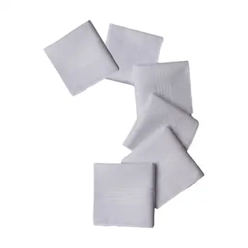 6x Чисто белые носовые платки Однотонные хлопковые носовые платки Мужские носовые платки Подарок для дедушки День рождения Свадьба Джентльмены Вечеринка