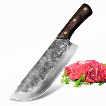 8-дюймовый нож мясника Нож для убоя из высокоуглеродистой стали Кухонный нож ручной ковки Тесак Нож для измельчения мяса Нож для обвалки овощей