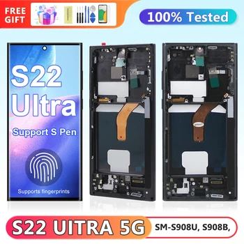 AMOLED S22 Ultra Экран в сборе для Samsung Galaxy S22 Ultra 5G S908B SM-S908B / DS Детали цифрового сенсорного экрана