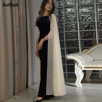 Bafftafe Arabia Черный эластичный атлас вечерние вечерние платья русалка с длинными рукавами выпускные платья специальная вечеринка женское платье наряд