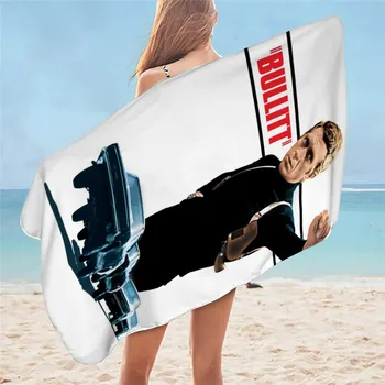 Bullitt Постер фильма Пляжное полотенце Мягкое быстросохнущее прямоугольная форма Пляж Бассейн Тренажерный зал Одеяло Спорт Йога Банные полотенца
