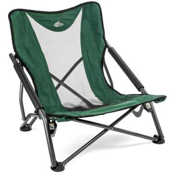Cascade Mountain Tech Компактный низкопрофильный складной походный стул на открытом воздухе с чехлом для переноски - зеленый открытый стул кресло с откидной спинкой