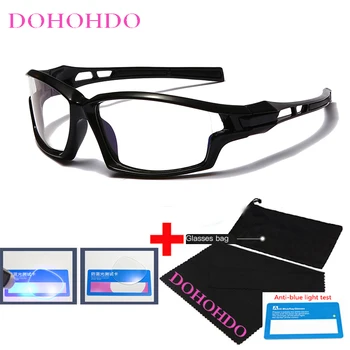 DOHOHDO Мужские квадратные компьютерные очки с защитой от синего света 2022 Трендовые спортивные женские очки с черной оправой и блокировкой синего света UV400
