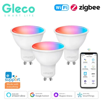Gleco Ewelink GU10 Zigbee Светодиодные лампы Wi-Fi Умная светодиодная лампа RGB CW WW Светодиодная лампочка работает с Alexa, Google, Yandex, Smartthings