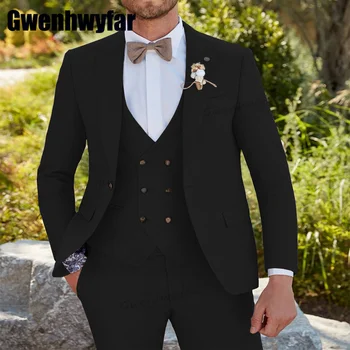 Gwenhwyfar 2023 Высокое качество Мужской костюм Бизнес Мужская одежда Свадебные смокинги Женихи Носить Slim Fit 3 шт. Костюмы Hommes