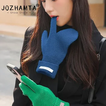 JOZHAMTA Новые перчатки с сенсорным экраном Женские зимние утолщенные теплые вязаные эластичные перчатки Полный палец Наружные лыжные перчатки