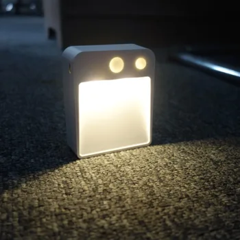 LED Беспроводной ночник Датчик движения Шкаф Светильник С Часами Батарея Питание Прикроватная Лампа Для Спальни Шкаф Освещение Прохода