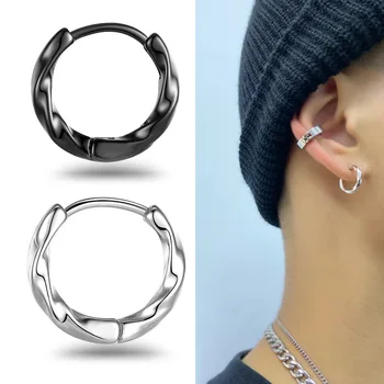 Mobius Infinite Loop Витые серьги-кольца Гипоаллергенные серьги-кольца Мужские хип-хоп рок-рэп ювелирные изделия