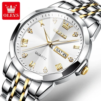 OLEVS 9931 Кварцевые бизнес-часы с круглым циферблатом Нержавеющая сталь Ремешок для часов Неделя Дисплей Календарь Светящийся