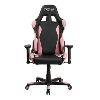 Pink Techni Sport TS-4300 Эргономичное игровое кресло для ПК с высокой спинкой и поясничной опорой и подлокотниками