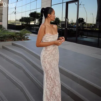 Qanz Пляжные свадебные платья Кружевные русалки Спагетти на бретелях Vestido Branco Vestidos Elegantes Para Mujeres 2024 New