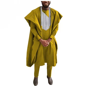 Sale Африканская мужская одежда Традиционный комплект для вечера Свадебный костюм Agbada Robe Dashiki Рубашки Анкара Брюки Наряды Bazin Riche