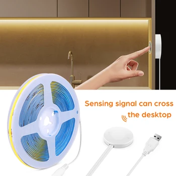 USB 5 В COB Светодиодная лента Датчик сканирования рук и сенсорный диммер Переключатель Лампа Лента Водонепроницаемый Спальня Кухонный шкаф Подсветка Декор