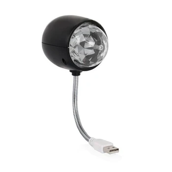 USB Диско-шаровая лампа, вращающаяся цветная светодиодная светодиодная лампа для вечеринок RGB с книжным светильником 3 Вт, питание от USB (черный)