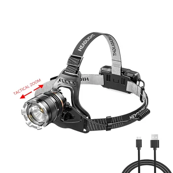 USB Перезаряжаемый налобный фонарик P50 На открытом воздухе Ночная рыбалка Долговечная батарея На открытом воздухе 18650 Перезаряжаемый телескопический зум