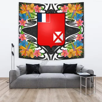 Wallis и Futuna Гобелены Тропические цветы Стиль 3D-печатный гобелен Прямоугольный домашний декор Настенный висячий