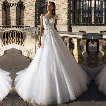 YOLANMY Классические свадебные платья для женщин 2024 Кружевные аппликации с плеча Иллюзия Часовня Поезд Дропшиппинг