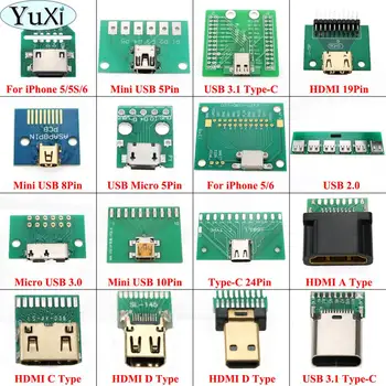 YuXi Micro MINI USB 2.0 3.0 - DIP адаптер 5-контактный гнездовой разъем B Тип печатной платы Преобразователь печатных плат Макетная плата коммутатора SMT Материнское сиденье