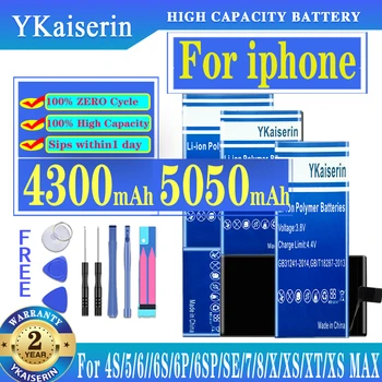 Аккумулятор YKaiserin для IPhone 4s 6S 6 7 8 6s 6 Plus iX iXR iXS Сменный аккумулятор для Apple 5 5S 5C Se Батарея Трек-код