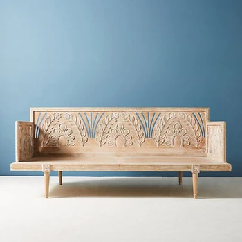 американский стиль сельский ретро античная резная мебель из массива дерева дзен французский двор одноместный, двуспальный, трехместный диван