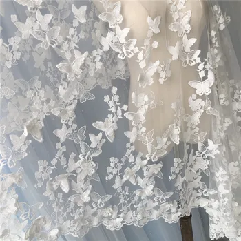 бабочка вышивка кружева ткань свадебное платье тюль юбка материал ткани для пэчворка