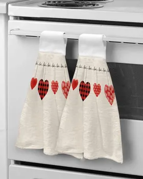 День святого Валентина Сердца Акварельное полотенце для рук Мягкое кухонное мочалка из микрофибры Висячее полотенце Портативные чистящие полотенца