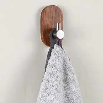 Деревянный прочный клейкий настенный крючок для подвешивания ключей Вешалка для одежды Держатель для полотенец из алюминиевого сплава Дверной крючок Аксессуары для ванной комнаты