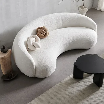 Деревянный современный причудливый диван Дешевый простой изогнутый диван Nordic Floor Puffs Маленький Juego de Muebles Para Sala Мебель для гостиной