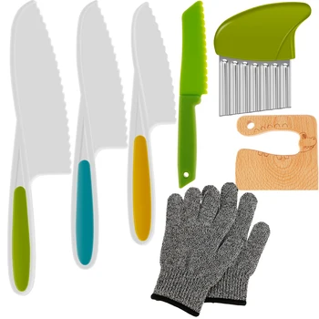 Детский набор кухонных резаков Безопасный детский нож Детский деревянный резак Пластиковые ножи для фруктов Детские инструменты для овощечистки своими руками Кухонные принадлежности
