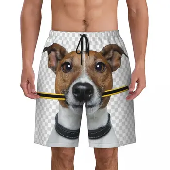 Джек-рассел-терьер собака с карандашом Мужские плавки Купальники Быстросохнущие пляжные шорты Шорты для плавания