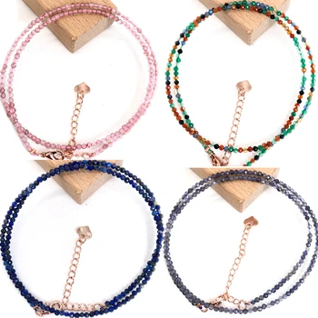 естественная простота ограненные драгоценные бусины ожерелья браслет для женщин чокеры из натурального камня хрустальная цепочка ювелирные изделия для йоги ручной работы
