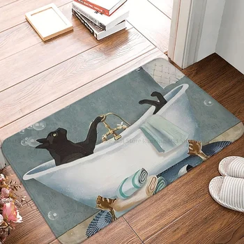 животные нескользящий придверный коврик черный кот мыло в ванной комнате ванна кухонный коврик добро пожаловать ковер фланелевый узор декор