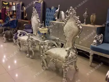 Имиджевое кресло в европейском стиле Новое классическое кресло принцессы Отель Клуб Высококачественный декоративный стол и стул с высокой спинкой Комбинация стола и стула