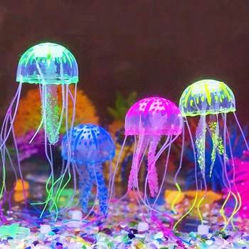Искусственный Плавание Светящийся Флуоресцентный Медузы Аквариум Аквариум Морской Подводный Растение Водный Пейзаж Орнамент