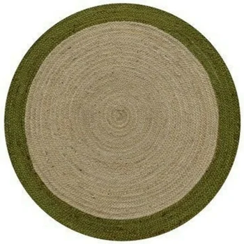 коврик круглый натуральный плетеный джут ручной работы двусторонний домашний декор деревенский вид ковры для спальни