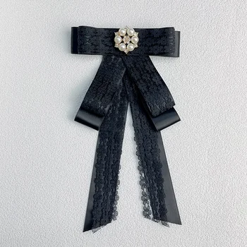 корейский галстук-бабочка брошь кружева жемчужный корсаж модный женский свитер рубашка аксессуары воротник цветы ручная работа лента кристалл галстук-бабочка