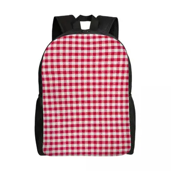Красный клетчатый рюкзак для ноутбука в клетку Женщины Мужчины Базовая сумка для студентов колледжа