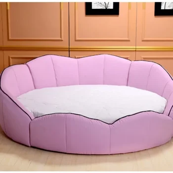 красочный лепесток круглая кровать двуспальная кровать тканевая кровать индивидуальность креативная мягкая кровать кожаная кровать лотосовая кровать тематическая кровать