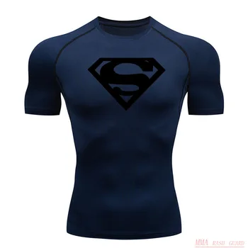 Летняя футболка для бега Мужская спортивная гимнастика Топ для бодибилдинга Рубашка с коротким рукавом Компрессионная быстросохнущая Черная мужская спортивная одежда 4xl