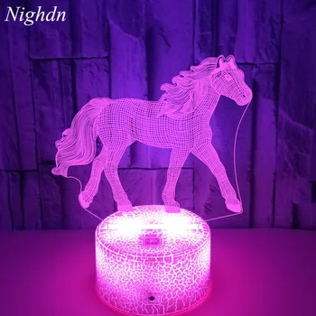 Лошади Подарки для девочек Лошадь 3D Ночники для детей Иллюзия Лампа 7 Изменение цвета Рождественские подарки на день рождения для ребенка Мальчик