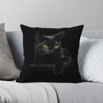 милая черная кошка в темной квадратной наволочке полиэстер лен бархат узор молния бросок наволочка диван сиденье подушка чехол 18