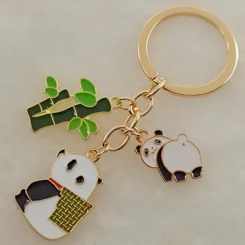 Милое животное панда брелок для ключей авто брелок женский diy ювелирные аксессуары пара панда бамбук кулон детские подарки высокое качество