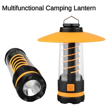 Многофункциональный фонарь для кемпинга Регулируемый фонарь для палатки USB Перезаряжаемый светодиодный фонарик Открытый водонепроницаемый аварийный фонарь